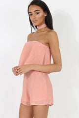 Pink Bandeau Choker Playsuit - Ellen