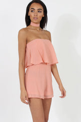 Pink Bandeau Choker Playsuit - Ellen
