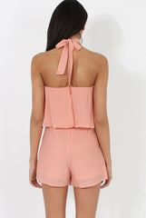 Pink Bandeau Choker Playsuit - Ellen