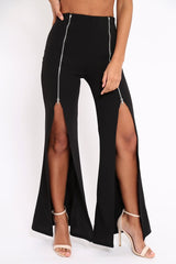 Black Bandeau Crop Top and Zip Front Trousers Co-ord - Ellenie