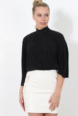 Elley Black High Neck Top