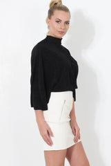 Elley Black High Neck Top
