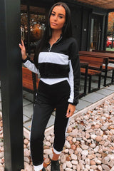 Black White Stripe Cuff Bottom Tracksuit Co-ord - Nadie