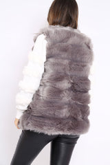 Grey Soft Faux Fur Gilet - Elianna