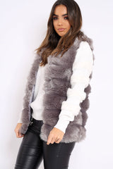 Grey Soft Faux Fur Gilet - Elianna
