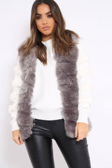 Grey Soft Faux Fur Gilet - Elianna