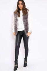 Grey Soft Faux Fur Gilet - Elianna