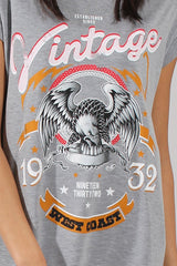Grey Vintage Eagle T-Shirt Dress -  Eloise