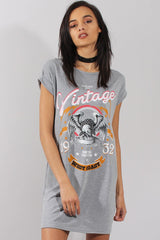 Grey Vintage Eagle T-Shirt Dress -  Eloise