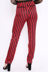Red And Black Stripe Satin Trousers - Elorah