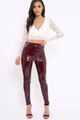 White Lace Plunge Scalloped Hem Crop Top - Elouise