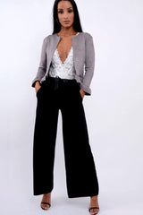 Grey Suedette Frill Hems Jacket - Elsa