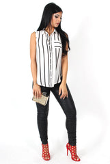 Elsie Black And White Split Striped Shirt