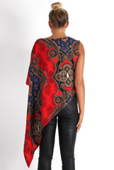 Elsie Red Paisley Asymmetric Top