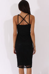 Black Lace Harness Midi Dress - Elspeth