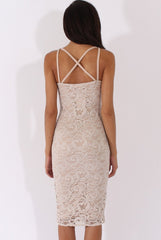 Nude Lace Harness Midi Dress - Elspeth