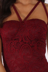 Wine Lace Harness Midi Dress - Elspeth
