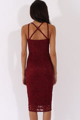 Wine Lace Harness Midi Dress - Elspeth