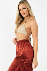 Gold Metallic Triangle Bralet - Elsy