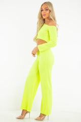 Neon Yellow Off Shoulder Loungewear Set - Emarie