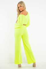 Neon Yellow Off Shoulder Loungewear Set - Emarie