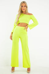 Neon Yellow Off Shoulder Loungewear Set - Emarie