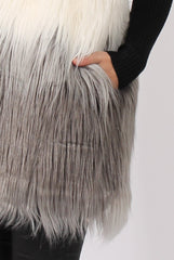 Grey Gradient Faux Fur Gilet - Emerson