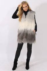 Grey Gradient Faux Fur Gilet - Emerson