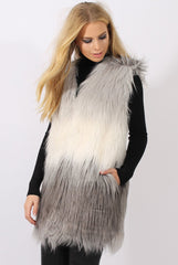 Grey Gradient Faux Fur Gilet - Emerson