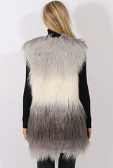 Grey Gradient Faux Fur Gilet - Emerson