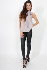 Emilia Grey Tie Neck Top