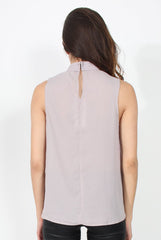Emilia Grey Tie Neck Top