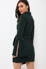 Green Blazer Dress with Ring Belt Detail - Emilie