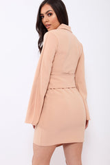 Nude Blazer Dress with Ring Belt Detail - Emilie