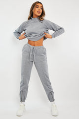 Grey Zip Neck Detail Sweatshirt - Jayda