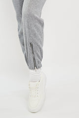 Grey Zip Ankle Joggers - Lanah