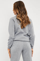 Grey Zip Neck Detail Sweatshirt - Jayda
