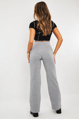 Grey High Waist Wide Leg Joggers - Indiah