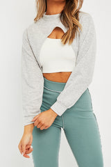Grey Extreme Cropped Sweatshirt - Fleur