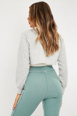 Grey Extreme Cropped Sweatshirt - Fleur