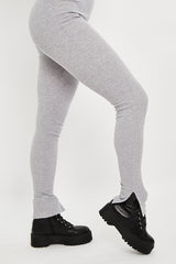 Grey Ribbed Racer Neckline Jumpsuit - Kila