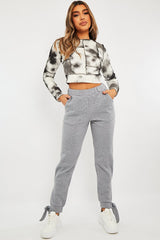 White Tie Dye Contrast Stitch Crop Top - Bowen