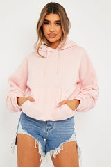 Pink Ruched Sleeve Oversized Hoodie - Dezi