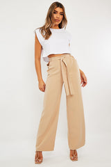 Stone Waist Cut Out Wide Leg Trousers - Adela
