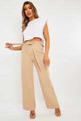 Stone Waist Cut Out Wide Leg Trousers - Adela