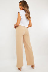 Stone Waist Cut Out Wide Leg Trousers - Adela