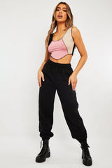 Pink Colour Block Exposed Seam Crop Top - Naloni