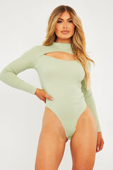 Sage Ribbed Cut Out Detail Bodysuit - Murphie