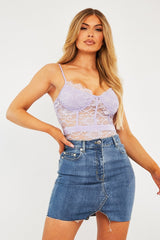 Lilac Lace Flower Bodysuit - Faylen