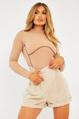 Stone Contrast Stitch Corset Detail Bodysuit - Adisa